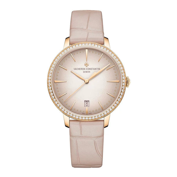 Patrimony 18k 5N Rose Gold Bezel with Diamonds Watch - 1